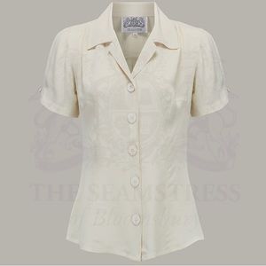 Grace Blouse From The Seamstress of Bloomsbury; Vintage/1940s-Style Cream Blouse